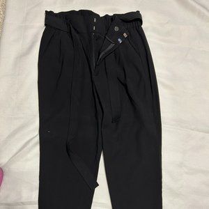 CALVIN KLEIN BLACK PANTS BELTED WITH ELASTIC WAIST & BOW
